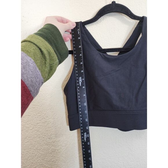 Fabletics Sports Bra Womens Medium Black High Neck Cross Back Strappy Gym Yoga - Picture 5 of 8